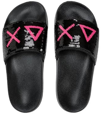 SUN68 Slippers Beach Sequin 1162 Nero/Fuxia Donna DS25SU28 X35203 41