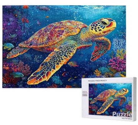 Puzzle 3000 Teile Erwachsene, MeeresschildkröTen Puzzle Koralle Muster, Groß Jigsaw 122x81cm Size mit Geschenkboxverpackung, Wanddeko Wohnzimmer, Geschenke für Frauen, Geschenke für Männer,Model1333
