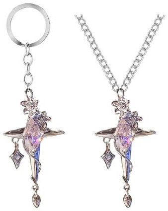 SUJEBRAN Love Deepspace ShengXingHui Cosplay Halskette Schlüsselanhänger 2 Pack ShengXingHui Stern Edelstein Anhänger Schmuck (Silver-2S)