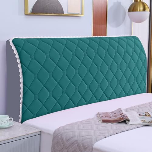 JANEMUA Lozenge Pattern Solid Color Bed Headboard Slipcover, Soft Jacquard Headboards Cover, Anti-Collision Dustproof Protector Cover-Green||210cm