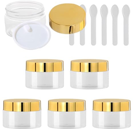 YANCAER Lot de 6 Pots en Plastique Transparent Avec Couvercles 30 ml bocaux en Plastique ronde D50mm x H34mm, Pour Baumes à Lèvres, Savons et Autres Produits Cosmétiques