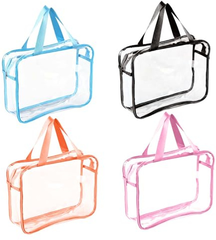 Clear Toy Storage Bags with Handles, 4 Pack Zipper Toy Storage Bags, Reusable Waterproof Pouch Organizer Bags for Building Blocks Puzzles Board Games Toy Organiser Bags for Toys