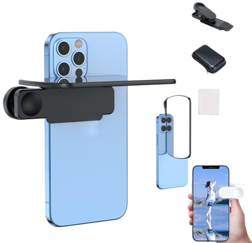 Mirror Effect Lens - Capture Stunning Reflections Instantly, Mirror for Phone to Use Back Camera, Smartphone Camera Mirror Reflection Clip Kit, Adjustable Phone CameraMirrorReflection (Black)
