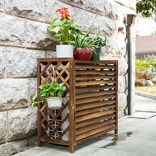 ZHANGshouf Housse de Protection en Bois pour climatiseur, décoration extérieure, Pot de Fleurs, présentoir, Coque de Poubelle, climatiseur, Pompe à Chaleur, Grille de Protection