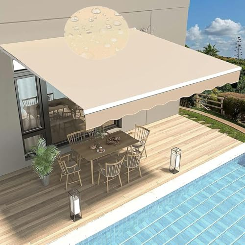 Ausziehbarer Markisenstoff, Ersatz-SOL-Schattenpavillon, 280 g/m², wasserdichtes Polyester-Vordach für Außenbereich, Terrasse, Deck und Garten, Sonnenschutz