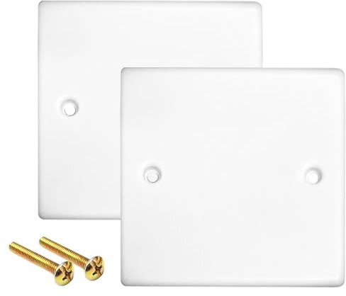 2 Pcs Single Blanking Plate Cover, White Wall Hole Cover Plate for Electrical Socket Plug Socket Cover Exposed Outlets (86mm x 86mm)