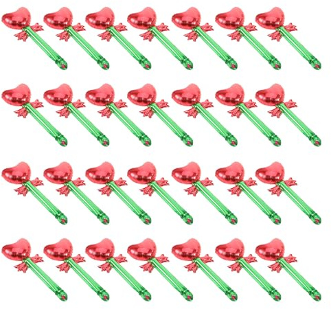 MUSISALY 50 Handliche Herz Folienballons aus Aluminiumfolie Rot Leicht und Tragbar mit Stäben für Romantische Partydekorationen Valentinstag Hochzeit Feier