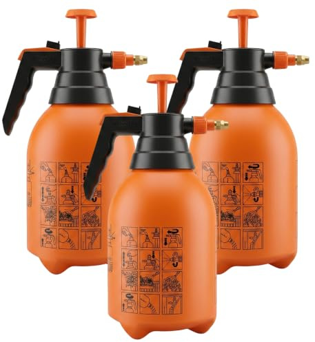 Sicignano Pulvérisateur à pression 2 litres avec buse en laiton réglable - Pompe manuelle pour jardin, voiture et nettoyage - nébuliseur gradué avec bloc de distribution continue (3, 2 litres)