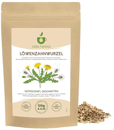 IDDA Herbal Racine de Pissenlit 125g, Thé en Vrac, Herbe Séchée | Racine Séchée et Coupée pour la Préparation de Pissenlit Tisane