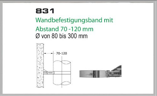 Wandhalterung 70-120mm für Schornsteinsets 200mm…