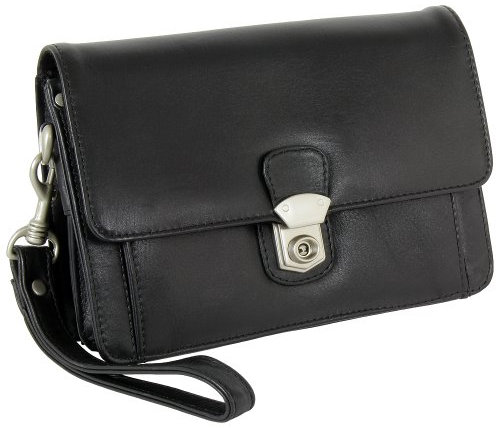 Branco Business Herren Handgelenktasche Herrentasche Tasche Schwarz Leder