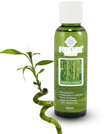 PureAire Essential Oil Blend Tropical Forest 100ml Essential Oils for Diffusers for Home Aroma Essence for Diffusers Air Purifiers Aromatherapy Relaxation Botanical Extracts Water Soluble Fragrance
