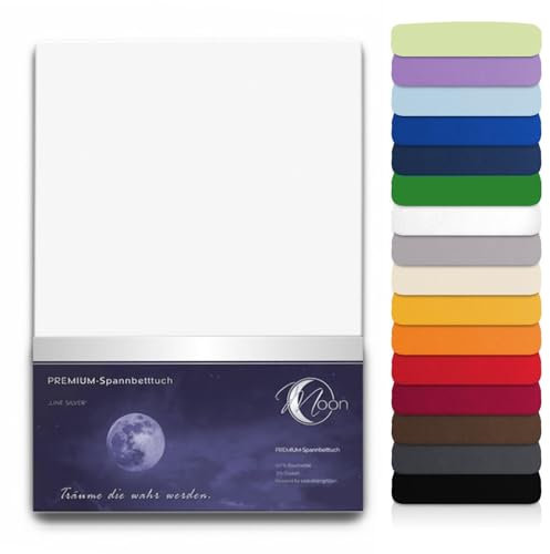 Moon Topper Spannbetttuch 190g/m² 180x200-200x220 Line Silver-weiß