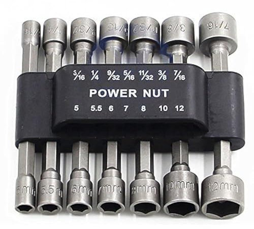 PANOVO (14pcs) Power Nut Driver Drill Bit Set Metric Socket Wrench Screw 1/4'' Driver Hex