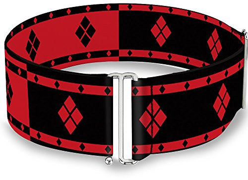 Buckle-Down Damen Cinch Harley Quinn Diamonds Stripe Rot 23 bis 42 Zoll Gürtel, Mehrfarbig, 57.5-105 cm