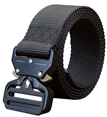 Bakicey Tactical Gürtel, Taktischer Gürtel Heavy Duty Gürtel Jagd Gurte, Schnellverschluss Military Style Shooters Nylon Atmungsaktiv Gürtel mit Metallschnalle Gurtband (Schwarz, 115cm)