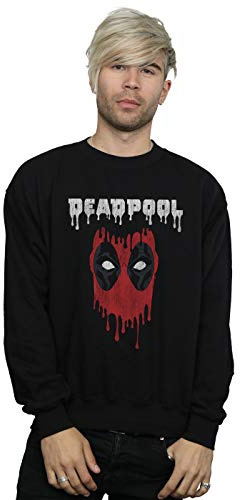 Marvel Men's Deadpool Dripping Head Sweatshirt Black Medium