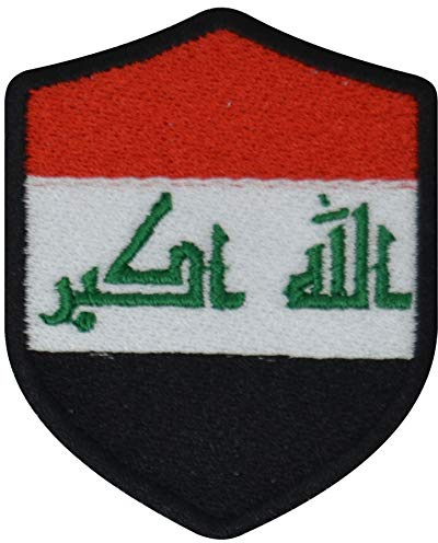 FanShirts4u Aufnäher - IRAK - Wappen - 7 x 5,6cm - Bestickt Flagge Patch Badge Fahne (Schwarze Umrandung)