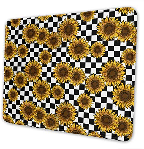 Tapis de souris Yayoi Kusama Gaming Tapis de souris avec bords cousus Base en caoutchouc antidérapant pour ordinateur portable, bureau et maison 10 x 12 inch Motif tournesols des années 90.