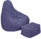Loft 25 Fauteuil Dossier Haut Pouf | Chaise Longue de jeu de Pouf de Salon D'intérieur de Tissu de Velours Côtelé | Doublure Interne | Conception Ergonomique (Pouf + Repose-Pieds, Violet)