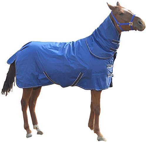 Pferde Decken Highneck Winterdecke 300g Turnout medium Black Turquoise Weidedecke Winterdecke 115cm-165cm,Blau,Length 155cm