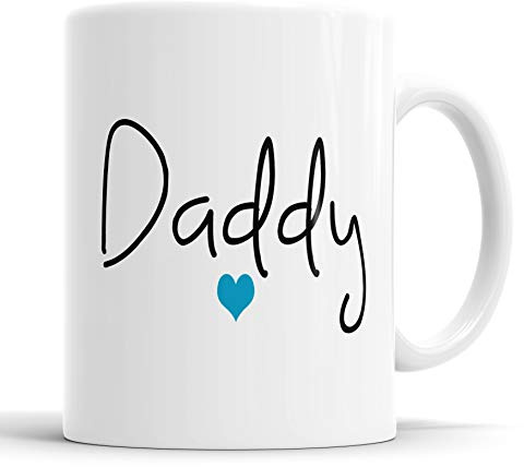 Daddy Mug Cup for New Parents with Daddy and Blue Heart. Perfect for Any Newborn Baby Arrival for Dad Father Pop