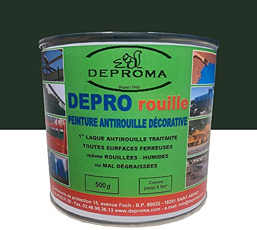 DEPROMA | Peintures glycéro | fer antirouille métaux | 500g | Protection contre la rouille - Vert foncé