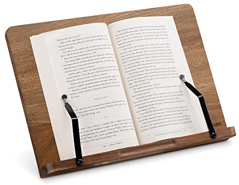 Navaris Porte-Livre - Support Universel 34 x 24 cm en Bois d'acacia pour Livre de Cuisine Tablette liseuse - Pupitre de Lecture pour Table Bureau
