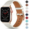 CeMiKa Compatibile con Apple Watch Cinturino 38mm 40mm 41mm 42mm 44mm 45mm 49mm, Cinturini in Vera Pelle per iWatch Cinturino SE/Series 9 8 7 6 5 4 3 2 1, 38mm/40mm/41mm, Bianca/Oro Rosa