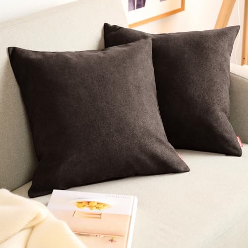 Blumtal 2er Set Kissenbezug 30x50 braun - kuschelige Chenille Kissenbezüge mit verstecktem Reißverschluss, Oekotex Zertifizierte Kissenhülle für Deko-Kissen Sofakissen Polster & Zierkissen