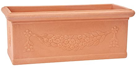 Garden Italia Vasi Fioriera festonata GCF Lato 100 cm Alt.40 cm Made in Italy Cassetta in Resina Colore Impruneta - Resistente al Gelo - Antiurto Leggera Classica