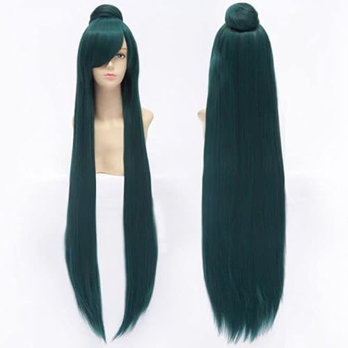 Wig for 100cm /1M Long Straight Anime Sailor Moon Sailor Pluto Meiou Setsuna Wigs Cosplay Costume Wig With A bun + Wig Cap as the picture