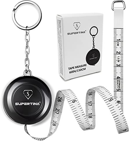 Supertina Maßband für Körpermessung Flexible Taille Nähen Kleidung Lineal Weiches Maßband mit Schlüsselanhänger und Einziehdesign für einfache Lagerung 150cm 60 Zoll