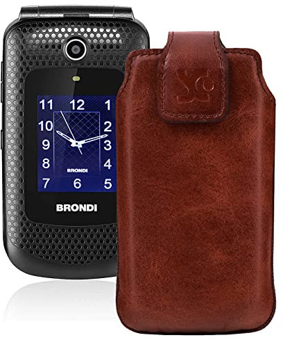 Suncase Custodia originale compatibile con Brondi Amico Fedele, in pelle, colore: marrone moca
