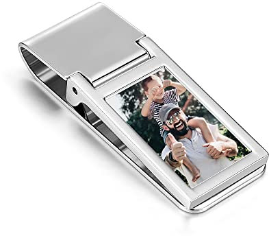 JSDDE Personalisiert Geldklammer mit Fotogravur und Text Gravur Herren Geldscheinklammer Geldclip Geschenk für Vater Papa