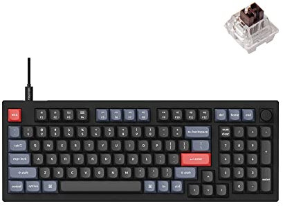 Keychron V5 Wired Custom Mechanical Keyboard Knob Version, 96% Layout QMK/VIA Programmable with Hot-swappable Keychron K Pro Brown Switch Compatible with Mac Windows Linux Black (Non-Transparent)