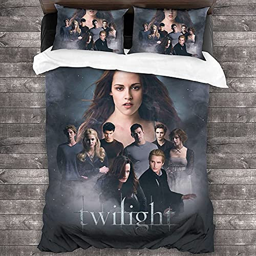 ANSSON Kinder Bettwäsche-Sets Vampire Mikrofaser Bettbezug Twilight Schlafzimmer dekorative Bettwäsche mit 2 Kissenbezug Unisex (Twilight1, 135x200cm+80x80cmx2)