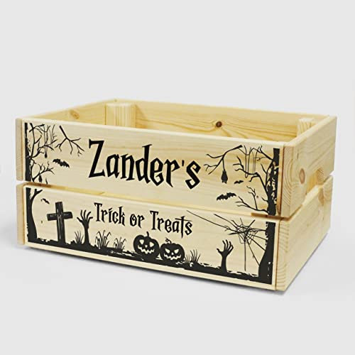 Personalised Halloween Box - Trick Or Treat Halloween Box For Kids, Childrens Personalised Halloween Treat Box, Halloween Hamper Gift Crate