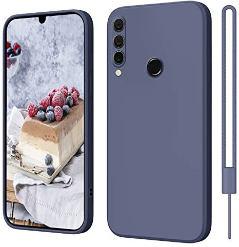ElestBela Huawei P30 Lite Hülle Silikon Case, Ultra Dünn mit Microfiber, Kameraschutz und Bildschirmschutz, Kratzfeste Hülle für Huawei P30 Lite in Blau und Grau