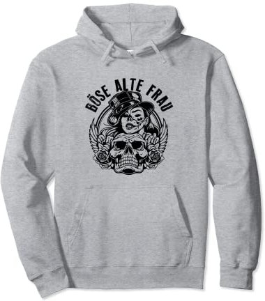 Böse Alte Frau Rose Vintage Motorrad Schädel Alte Frau Pullover Hoodie