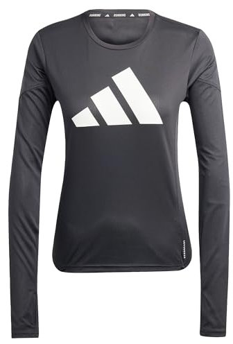 adidas Women's Run It Long Sleeve Stripes Tee, Black, XS