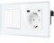 CNBINGO Lichtschalter mit Schuko Steckdose 2 Fach 1 Weg, Glas Steckdose Unterputz mit USB (Typ-C und Typ-A 3,1 Amp total) Modernem Kristallglas Wandplatte mit Leuchtpunkten, Weiß