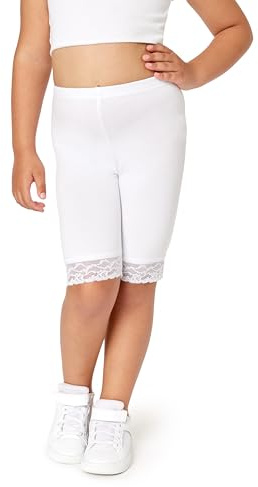 Merry Style Mädchen Kurze Leggings mit Spitze Mädchen Leggings aus Viskose MS10-434 (Weiß, 140)