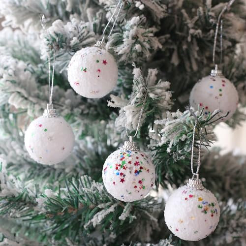 HERZWILD Palline di Natale da appendere, 24 pezzi, 4 cm, decorazione natalizia in schiuma, stile rustico