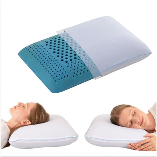 Home Sense Aqua Scented Kopfkissen 40x60 cm, Memory Foam Kissen, Orthopädisches Kissen, Nackenstützkissen, Stützend Atmungsaktives Nackenkissen Kopfkissen, Waschbaren Schlafkissen, 15 cm Hoch