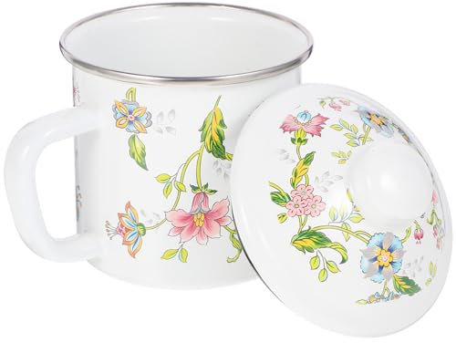 HOLIDYOYO Enamel Becher Mit Deckel Vintage Teetasse Aus Emaille Robuste Dickwandige Trinkbecher Für Tee Getränke Für Zuhause Büro Restaurant