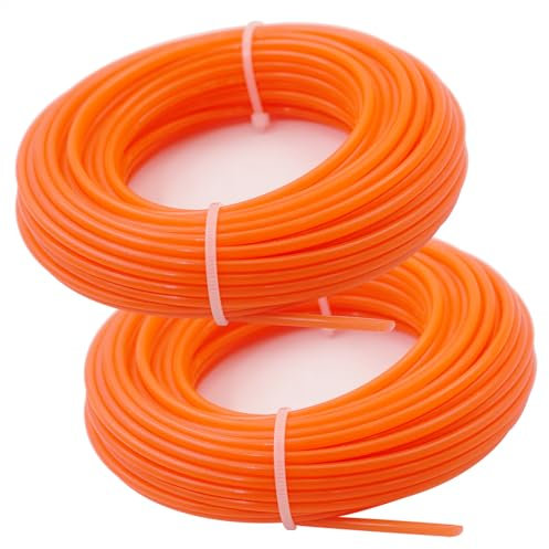 Akuoly Mähfaden Trimmerschnur Trimmerfaden 2,4 mm Rasentrimmerspulen 30m x 2 Rollen für Rasentrimmer, Orange