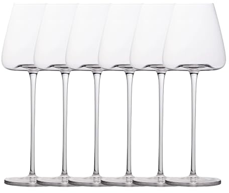 INTIRILIFE 6x Wein Glas mit modernem Design - 500 ml Füllmenge - Weißwein Rotwein Glas Kelch Spülmaschinenfest Kristallglas stoßfest