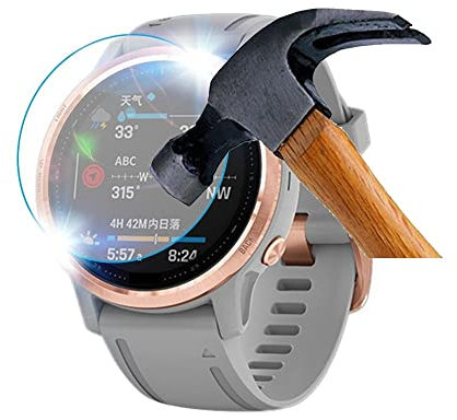 OPKDE Gehärtetes Glas für Garmin Fenix 5 5S 5Plus 6S 6 6X Pro Displayschutzfolie Premium Displayschutzfolie Anti-Kratzfolie Smartwatch Gesicht 9H (Farbe: Für Fenix 5, Größe: 6 Stück)