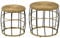 Outsunny Rattan Beistelltisch 2er-Set, Couchtisch, Stapelbarer Sofatisch, Handgeflochtener Kaffeetisch für Garten, Balkon, Stahl, Khaki
